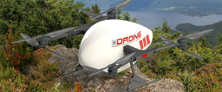 An autonomous drone on the edge of a hill image text